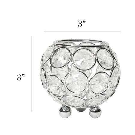 Elegant Designs Elipse Crystal and Chrome 3 Inch Circular Candle Holder HG1004-CHR